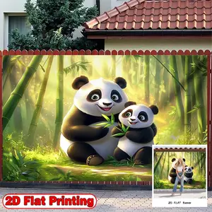 2D Flat Banner, 1pc with Cartoon Bamboo Forest Panda Theme - Polyester Fabric Photography Backdrop & Party, Ideal for St Patrick Day, Ramadan, Birthdays, Cake Tables, Portraits, Party Decorations, Indoor and Outdoor Celebrations, Party Decorations Banners