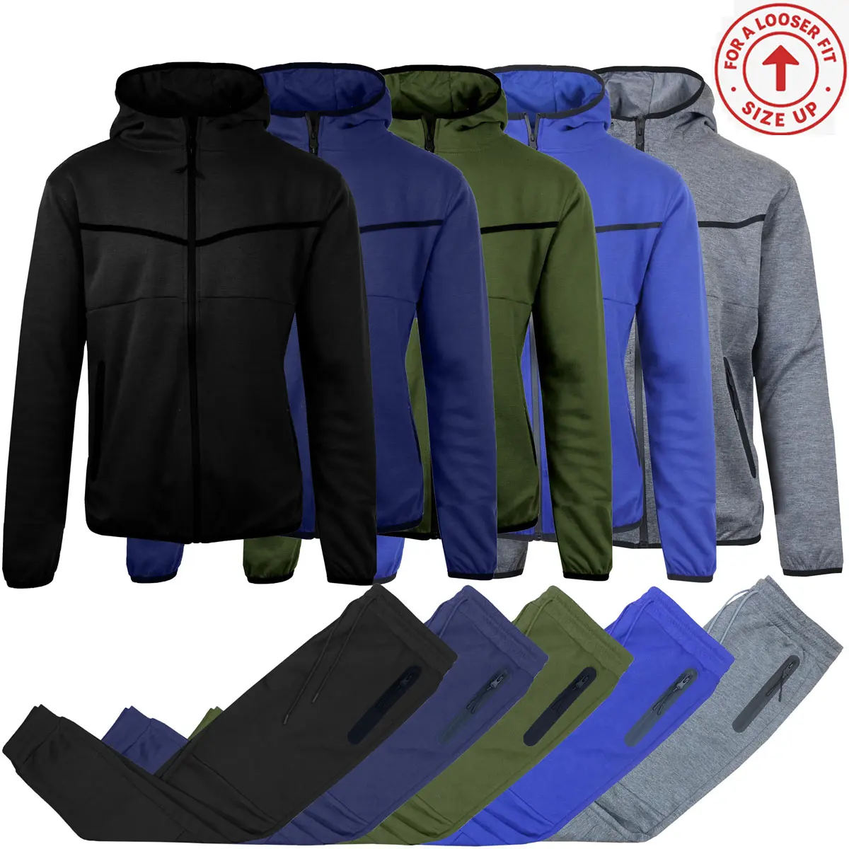 Men’s 2-Piece Fleece Zip Hoodie & Jogger Set Men’s 2-Piece Fleece Zip Hoodie & Jogger Set