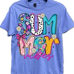 Summer Vibes Vibrant Colorful Summer Tee Top Shortsleeve Casual Graphic Everyday