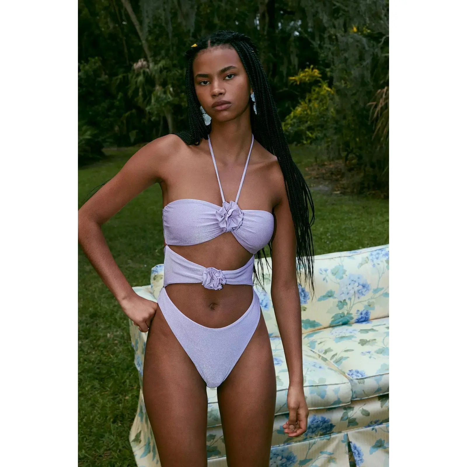 URBAN OUTFITTERS Capittana Josefina One Piece Swimsuit LARGE Lila