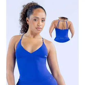 DFYNE High-Elastic Fit V-Neck Tank Top for Women, Seamless, Sleeveless, Quick-Drying, Perfect for Yoga and Fitness, Instantly Shapes Your Back and Showcases Your Collarbones