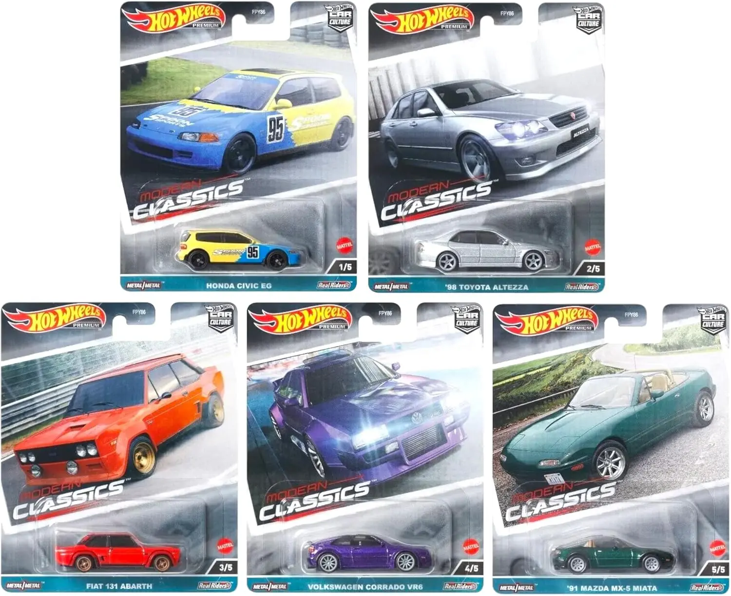 Hot Wheels Car Culture 2023 Modern Classics Complete Set of 5 Diecast Vehicles from FPY86-959E Release Bundle