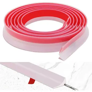 Peel and Stick Splash Guard for Countertop, Shower Water Dam Barrier, Waterproof Caulk Seal Strip for Kitchen and Bathroom Sink Cooktop Edge (Translucent, 39" L x 0.59" H)