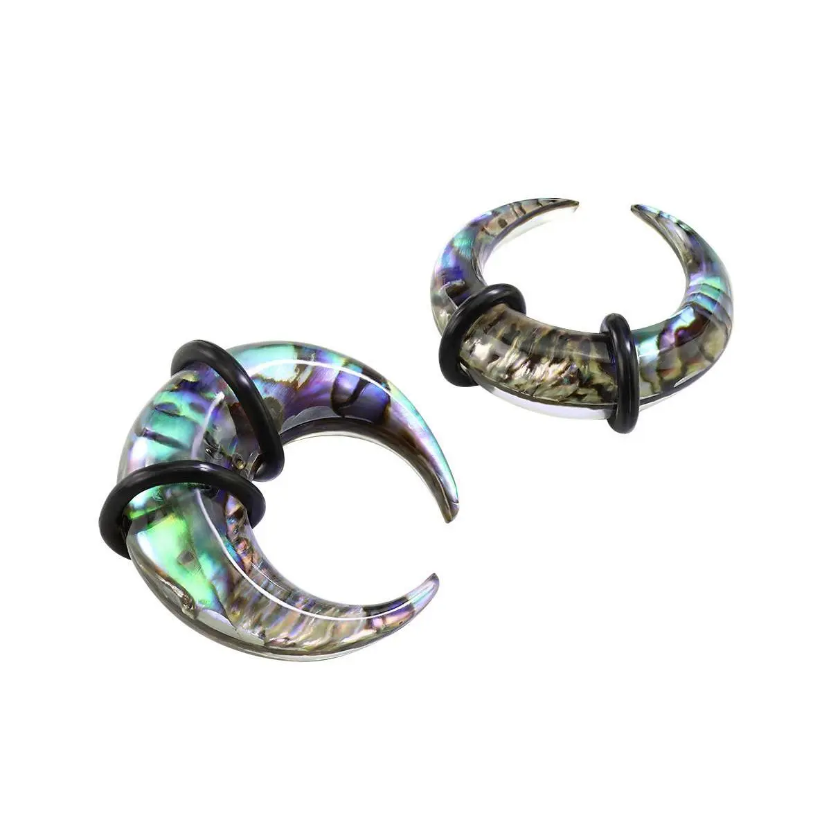 Zaya Body Jewelry Pair Shell Pinchers Horseshoes 00g 0g 2g 4g 6g 8g Ear Plugs Tapers septum gauges