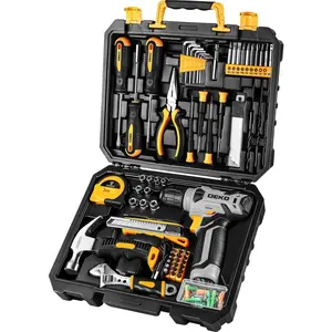 DEKOPRO Tool Set：Tool Kit with 8V Cordless Drill,Tool Box with Drill,Hand Drill Set for Men & Women,Home Tool Kits for House Repair,Handyman,DIY 126 Piece