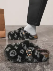 Women Men High-Quality Faux Fur Mules, Anti-Slip Warm Outdoor Shoes, Casual Fashion Winter Slippers, Perfect Gift Choice