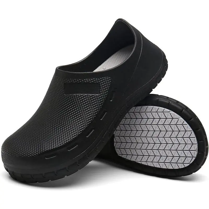 Non-Slip Waterproof Work Clogs for Men, Oil Resistant Chef Shoes, Comfortable Nursing Gardening Shoes for Indoor Outdoor Use