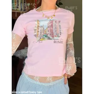 Ciao Bella Crop Top Shirt, Rome Italy Crop Top Shirt Women, Italian Summer Crop Top Shirt, European Graphic Tee, Rome Tshirt, Fitted Tee