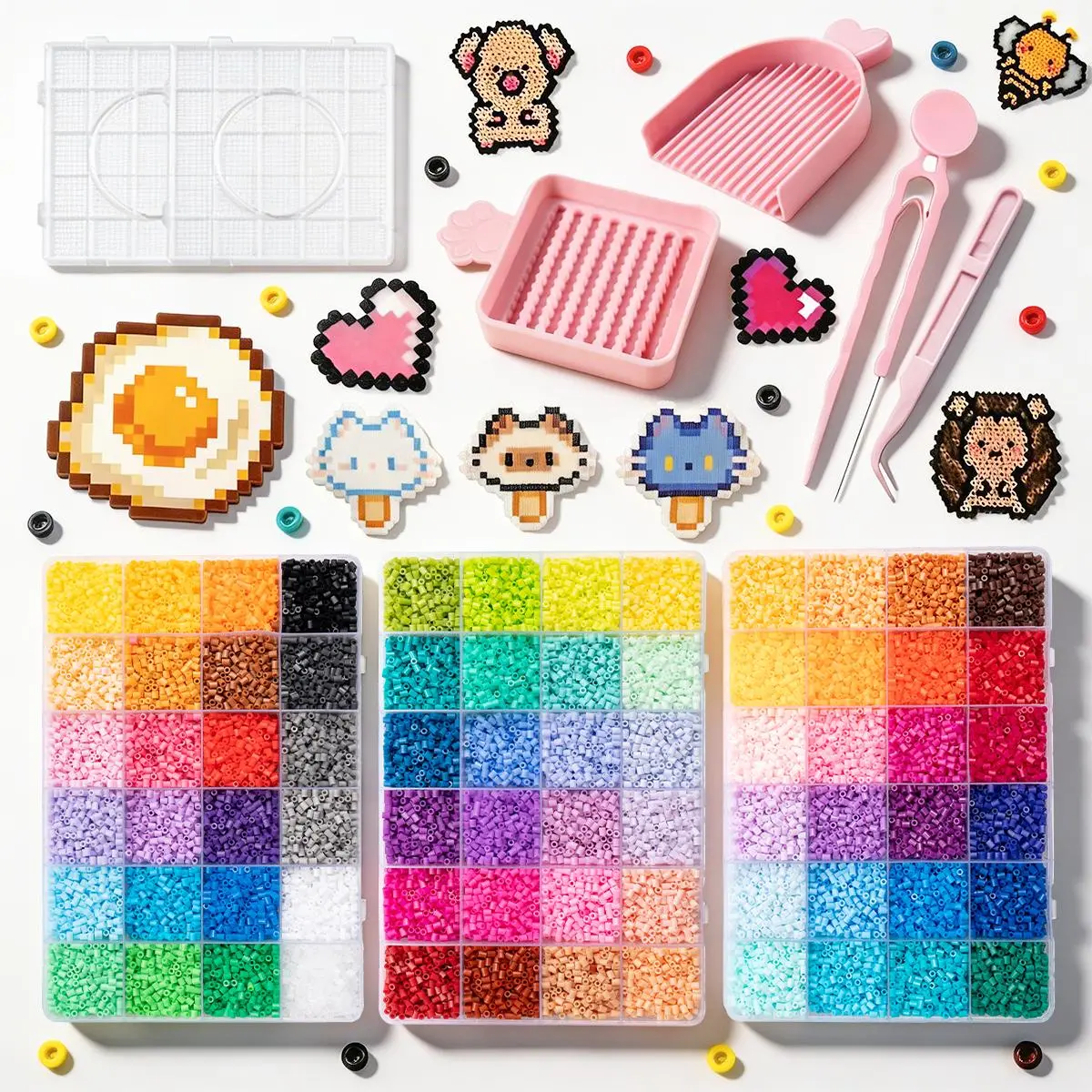 Large Pixel Art Fuse Beads Kit - DIY Craft Set with Iron, Beading Supplies, Educational Toy for Kids, Room Decor Accessory, Fusebeads Craft Kit