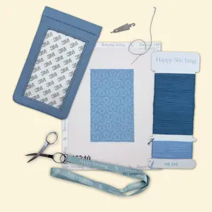 Happy Stitching - Doodle Drift Needlepoint Eyeglass Case Kit - DIY Self Finishing Needlepoint Craft Kit