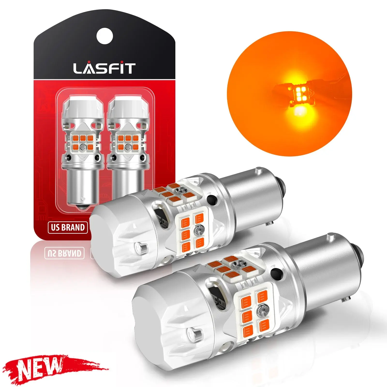 Lasfit BAU15S PY21W LED Turn Signal Bulbs CanBus-Ready Amber | T3 Series,2 PCS