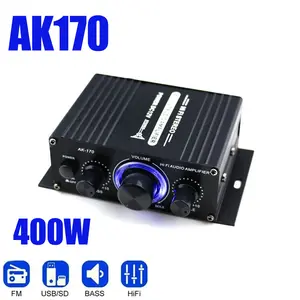 Mini Digital Power Audio Car Amplifier Blue Light Stereo Audio Amplifier for Home Theater Club Party Music 200Wx2 Power channel audio amplifier