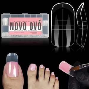 NOVO OVO Toe Dual Nail Forms for Poly Gel Toenail Extension, Reusable Full Cover Molds for French Tip Acrylic Toenails, Nail Art Design Molds for Pedicure, for Salon & DIY at Home 15 sizes 300 Pcs（ONLY DUAL FORM NO POLY GEL INCLUDED）