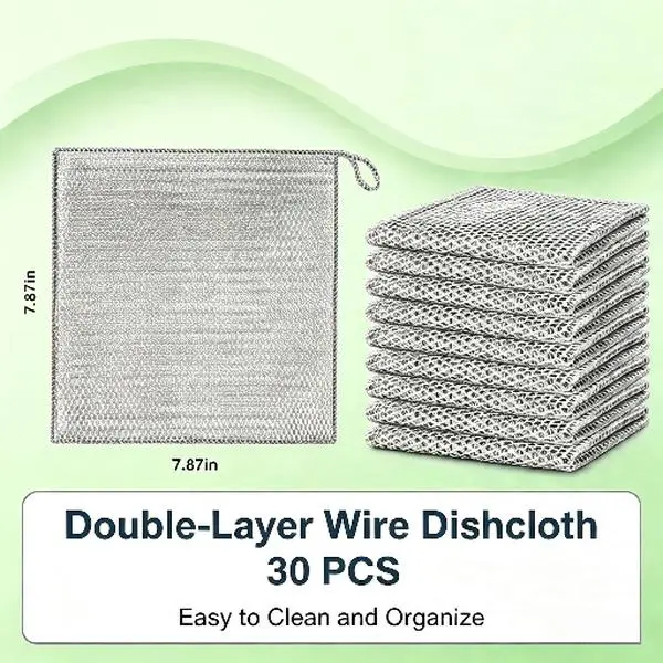 Multi-Pack Stainless Steel Wire Mesh Scouring Sponges - Heavy-Duty Cleaning Tools, Reusable Long-Lasting Kitchen Scourers for Grills, Cast Iron Pots, Outdoor Metal Surfaces, Cleans Tough Grease, Burnt Residue, Rust Stains