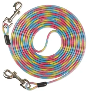 Dog Tie Out Cable, 10FT/15FT/25FT/30FT Runner for Yard Steel Wire Cable with Durable Superior Clips Blue Chains for Outside Dog Lead for Large Up to 350 Lbs