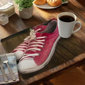 360 stand Stylish Rectangular Braided Polyester Placemats, 14x18 in Vibrant Sneaker Print, 6-Piece Set for Home Decor & Coffee Table Use, Tableware