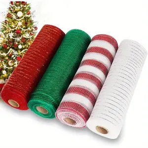 4pcs Decorative Mesh Ribbon Rolls, 10 Inch Mesh Fabric for DIY Crafts, Perfect for Flower Garlands, Halloween & Wedding Decorations