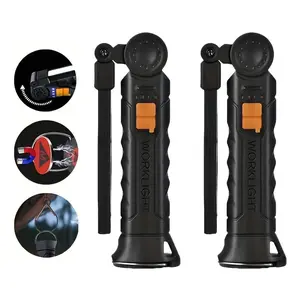 2/4Pack Rechargeable Camping LED Flashlight Torch Lamp, Magnetic Hook & Foldable Design, 5 Lighting Modes Ideal for Night Work, Portable LED Flashlight, Led Rechargeable Flashlights, Portable Working Lights