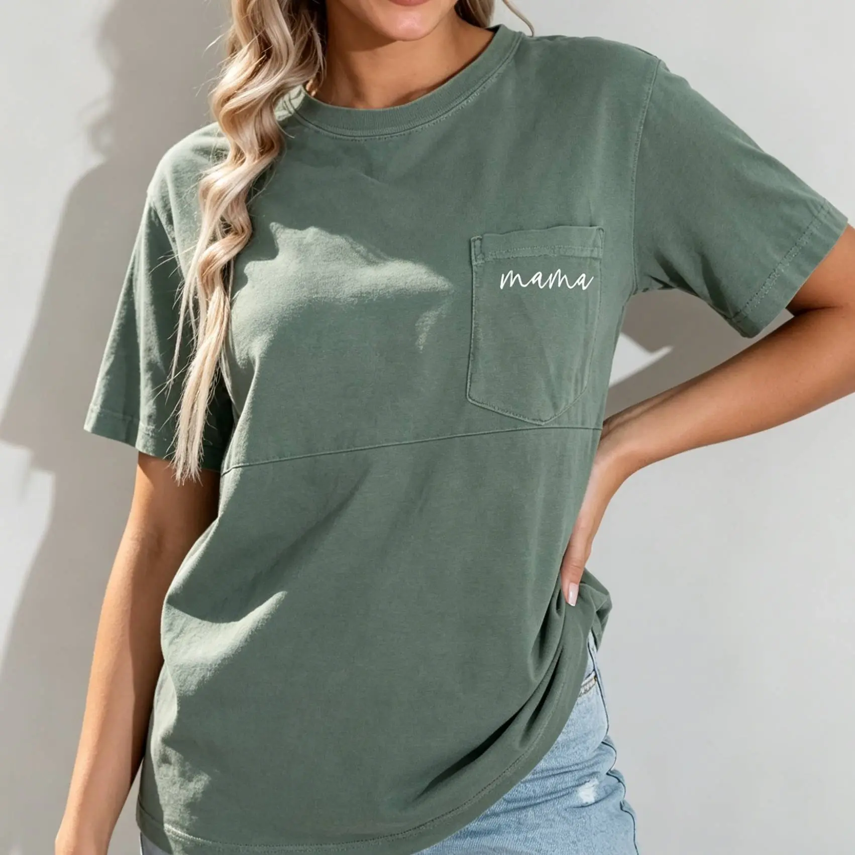 GIFTIFYMAMA Women's Maternity Nursing Top, Casual Relaxed Fit Printed T-Shirt with Pocket and Hidden Zipper for Breastfeeding, Maternity Clothing, Invisible Zip, Pregnancy Must Haves