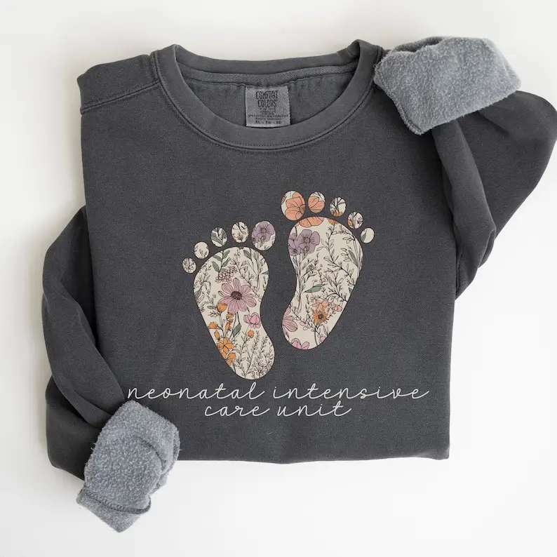Comfort Colors® NICU Nurse Sweatshirt, Wildflowers Neonatal Nurse Crewneck, NICU RN Shirt, Neonatal Nurse Appreciation Gift, Grad Gifts