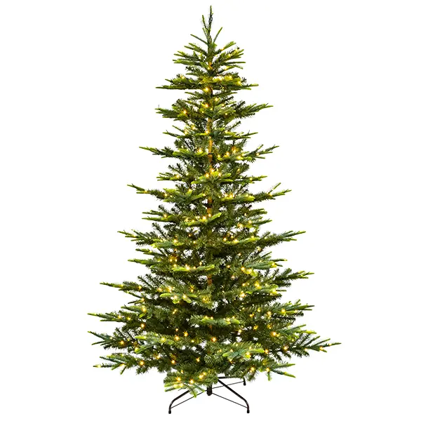 ClouFairy 7ft Pre-Lit Christmas Tree with 400 LED Lights, Prelit Trees Premium Fir Artificial Holiday Decor Xmas Tree w/1088 Branch Tips Quick-Assembly Hinged Design Green Sturdy Metal Stand