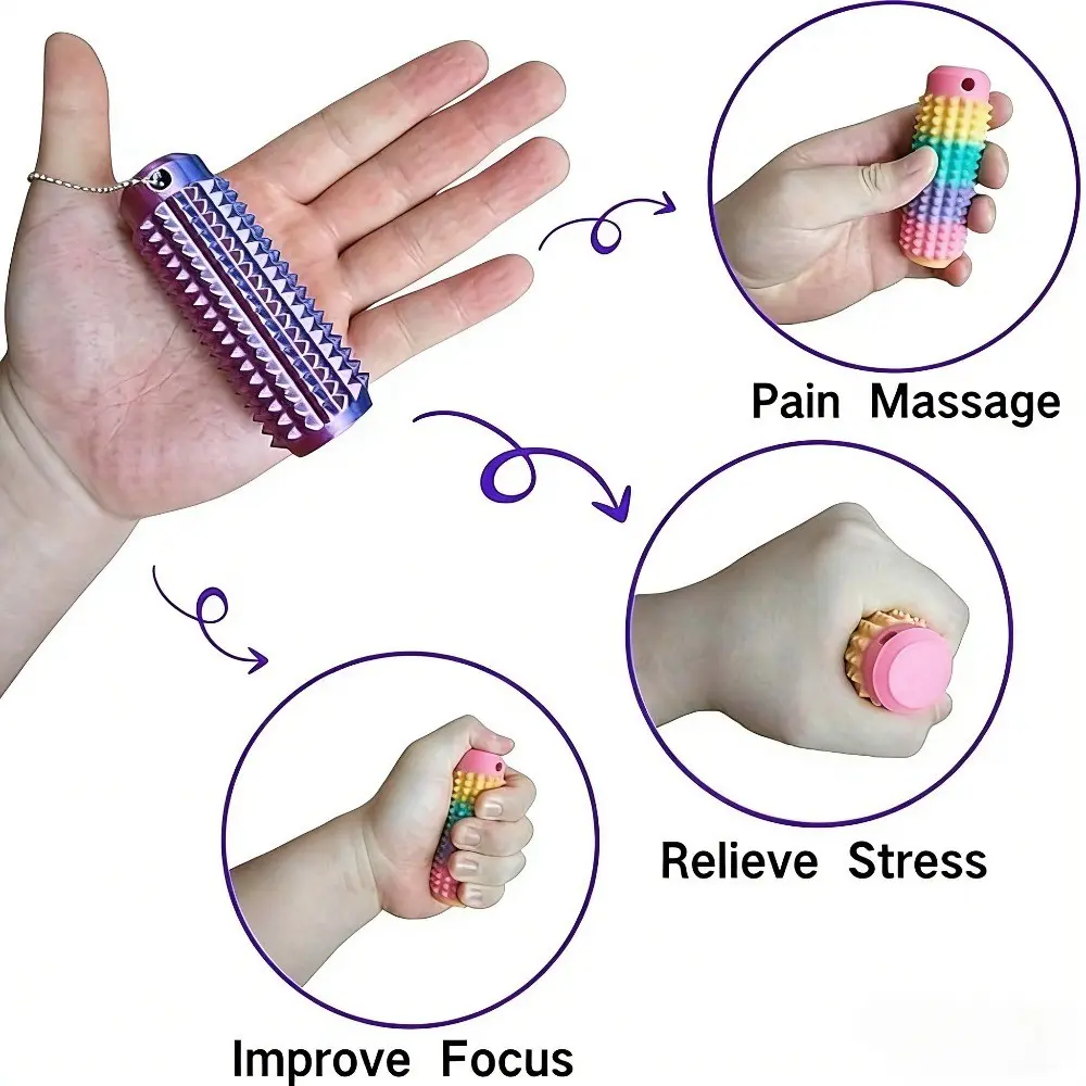 Pocket-Sized Sensory Fidget Keychain with 3D Conical Roller Design, Relieves Anxiety and Stress, Sensory Stress Reliever, Perfect Gift for Friends, Relaxation Stick, Stress Relief Gadgets, Portable, Fidget Sensory Product