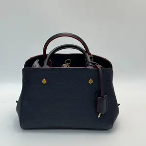Pre-owned Louis Vuitton leather Crossbody Bags Montaigne bb navy blue