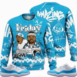 11 Low University Blue Outfits, Low University Blue 11s Sweatshirt, Meme Friday Streetwear Unisex Sneaker Matching Shirts