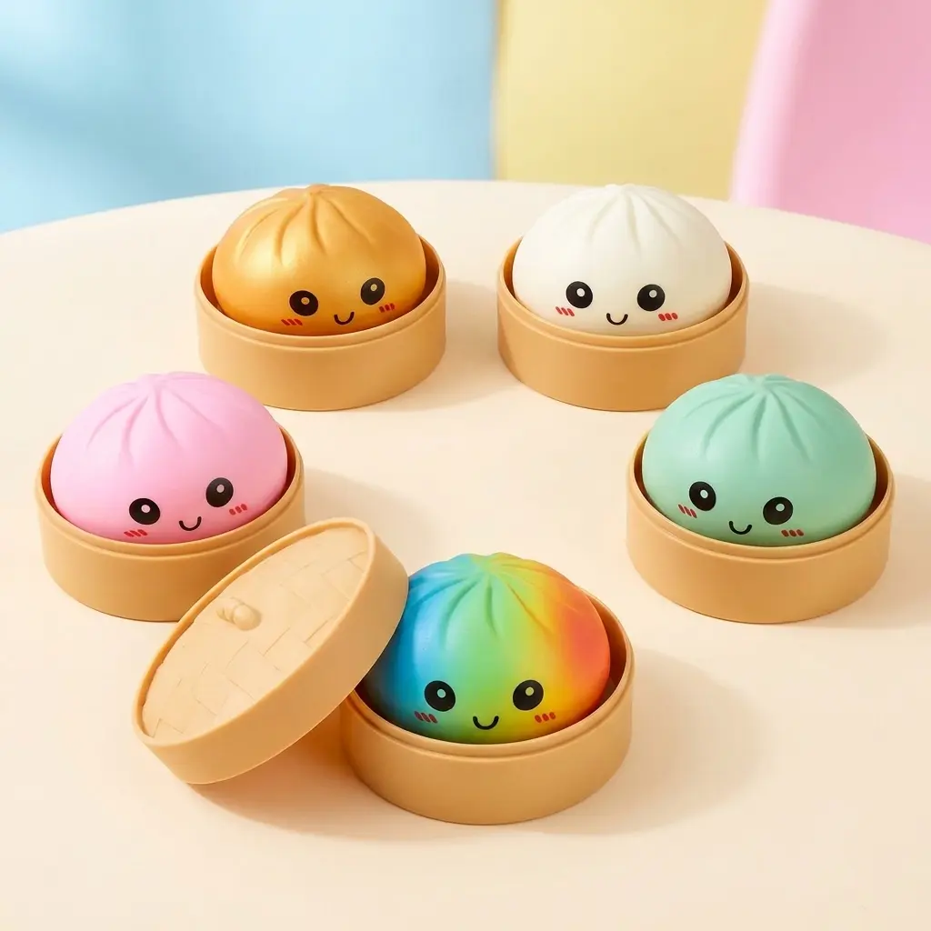 Kawaii Rainbow Glitter Galaxy Big Squishy Dumpling Toy - Unboxing Surprise Mystery Slow-Rise, Soft TPR Material, Fidget Sensory Stress Relief, Easter Gift Exchange for Kids (Squishies Toys, Dumpling Squishies)
