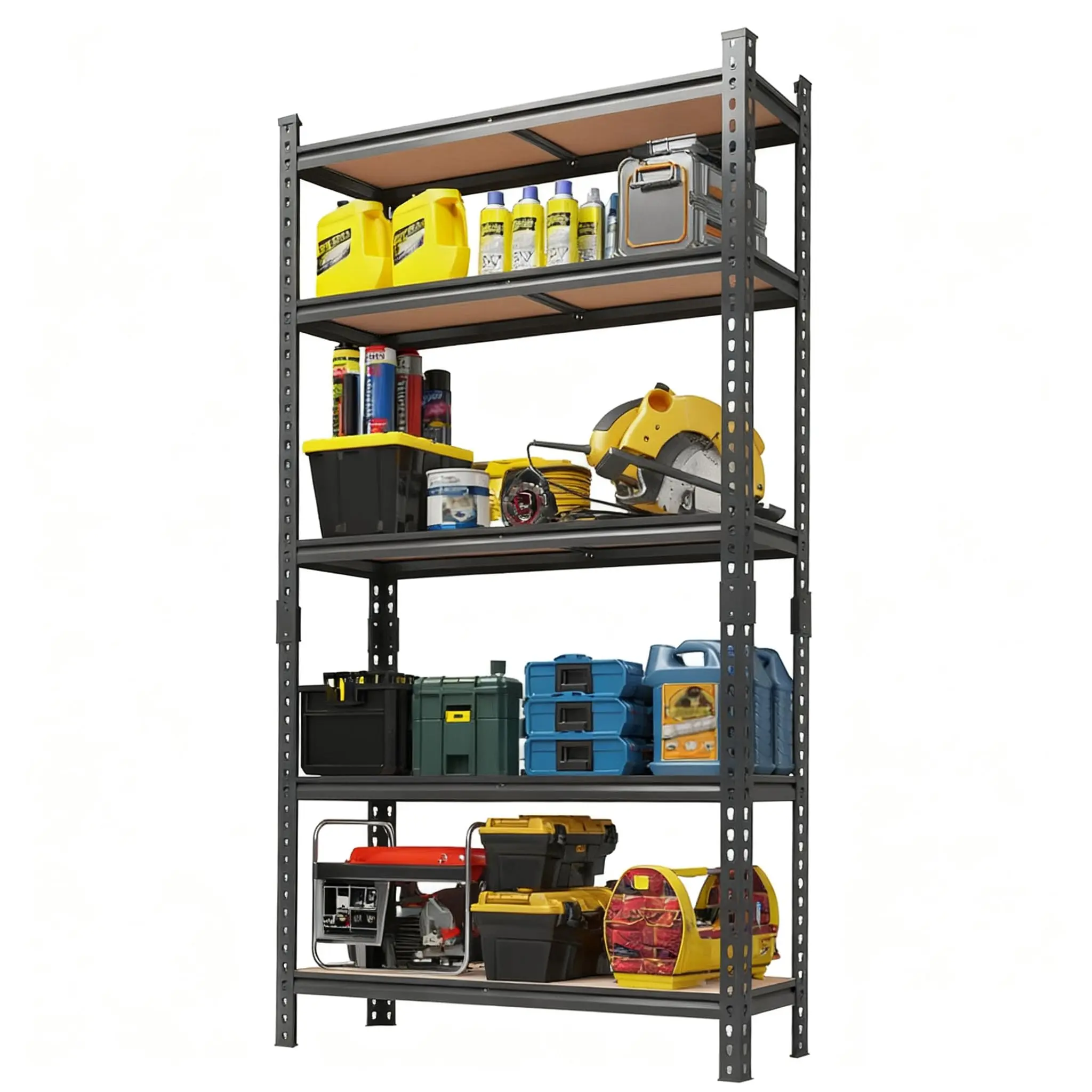Garvee Storage Shelves 5 Tier Garage Shelving Heavy Duty Adjustable Metal Shelving Unit, Garage Shelves for Basement, Warehouse, Pantry, Closet, Kitchen 72 in H x 35.5 in W x 12 in D, Black