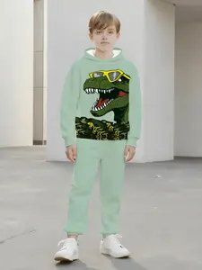 Minecraft Themed Kids Hoodie Set, Casual Fitted Short Pants, Geometric Pattern, Daily Wear, All Seasons, Home Entertainment, Graphic Print Set