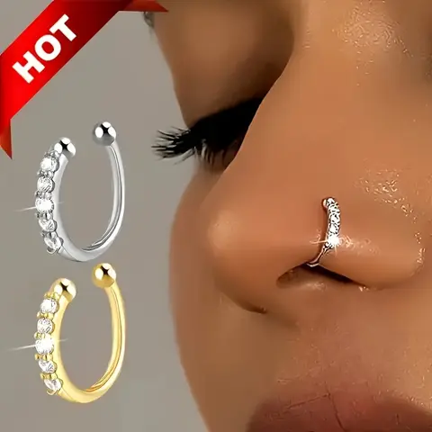 1pc of artificial non-perforated nose ring, anti-allergy sexy Bohemian style, no perforated nose accessory, fashionable hip-hop accessory, Nose Non Piercing for Women, Nose Earrings for Women, Party Jewelry, Daily Wear, Trendy Earrings, Minimalist Design