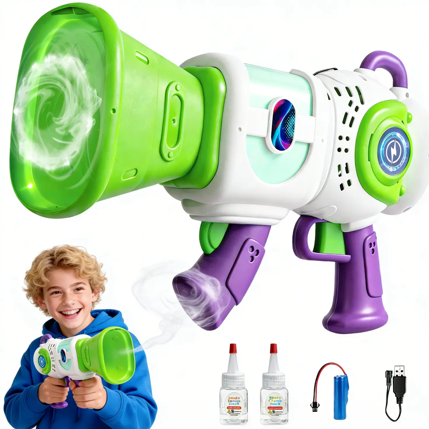 Electric Bubble toys Buzz Handheld Toy with Fog despicable Effect Machine,Fun Toy Fully Automatic Portable Magic Puff Toy, Atmosphere Maker, Perfect Holiday Party Birthday Gift for Aged 12+,Stress Relief Toy