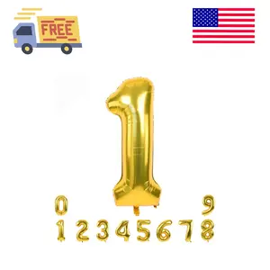 40 Inch Gold Large Numbers 0-9,Number 1 Digital 1 Helium Balloons