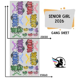 Senior Girl 2026 | Premade DTF Transfer Gang Sheet For Graphic Tees