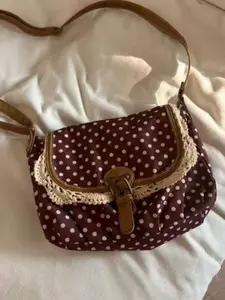 Fashionable 2026 vintage polka dot antique bag, lace lace polka dot canvas bag, single shoulder crossbody bag for women, single shoulder bag, suitable for daily commuting, simple and versatile, Stylish versatile bag