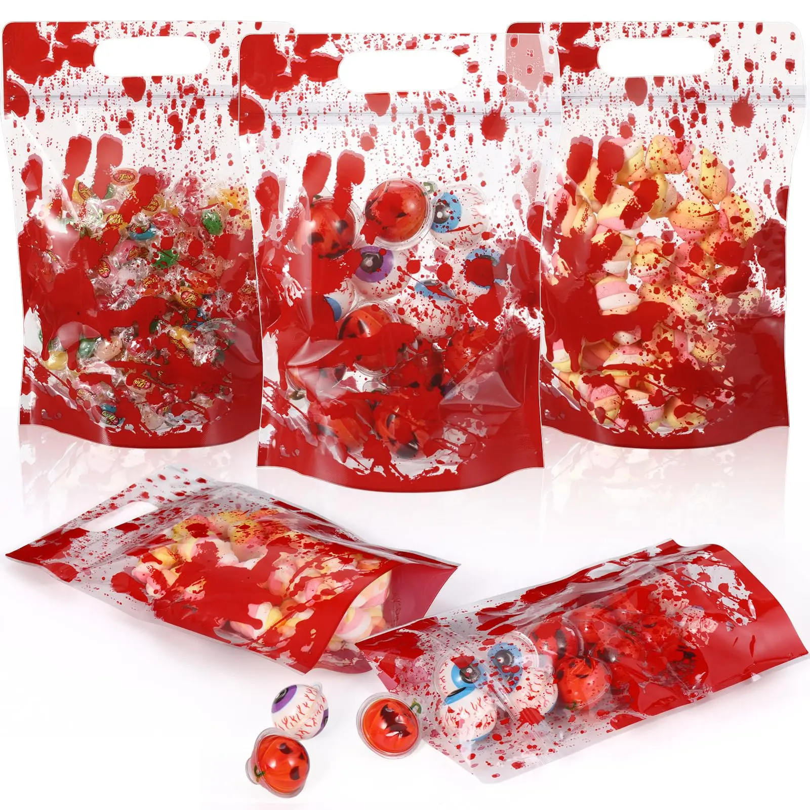 60 Pcs Halloween Gift Bags Plastic Goodie Bags with Boo Ghost Pumpkin Pattern Treat Bulk Bags for Teacher Students Office Employee Coworker,Christmas Birthday Wedding School Classroom Party Favor Supplies