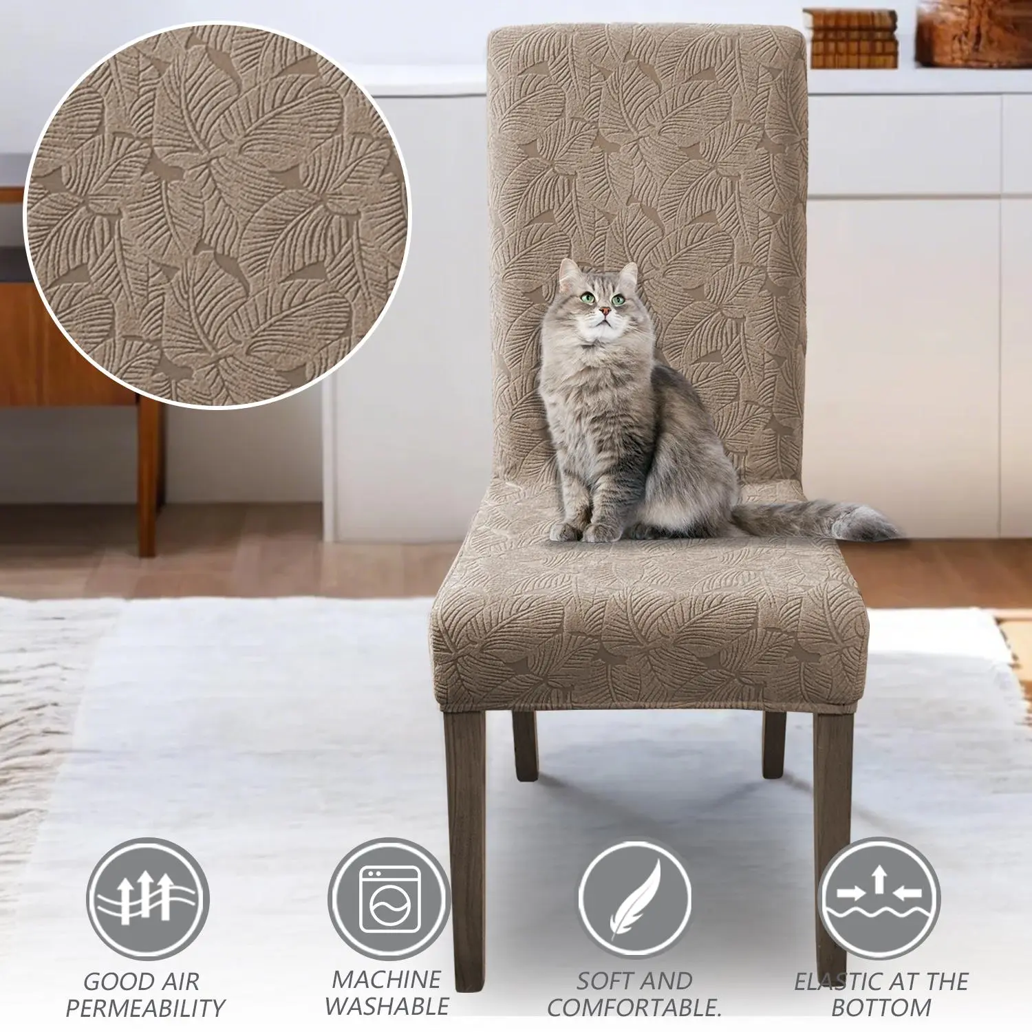 Jacquard Leaf Chair Covers, Stretch Removable Slipcovers for Dining Chairs, Washable Seat Protectors for Dining Room & Event Use #TikTokShopBlackFriday