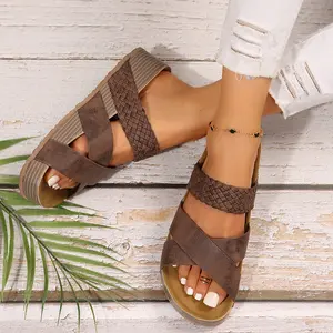 Women'S Platform Sandals Slides Espadrilles Sandals Flatform Slippers Casual Platform Slides for Women Footbed Open Toe Wedges Sandals