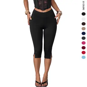 ASANDY Women's High-Waisted Capri Leggings, Elastic Slim-Fit Activewear, Casual Yoga Workout Cropped Pants for Daily Outdoor Use