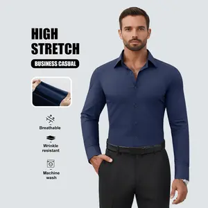 Alimens&Gentle Dress Shirts 16-Way Stretch Slim Fit Long Sleeve Button Down Shirts Wrinkle Free Traveler Shirts