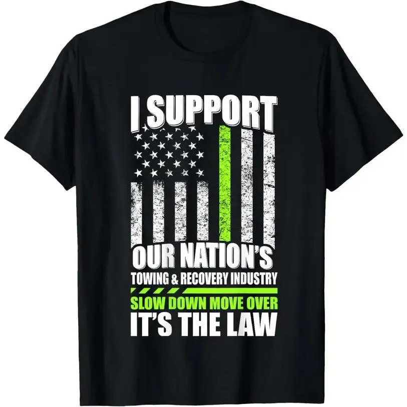 Men's Tow Truck Driver Graphic T-shirt, Casual 100% Cotton Short Sleeve Top with a Soft Round Neck for Daily Wear, Shortsleeve, Menswear