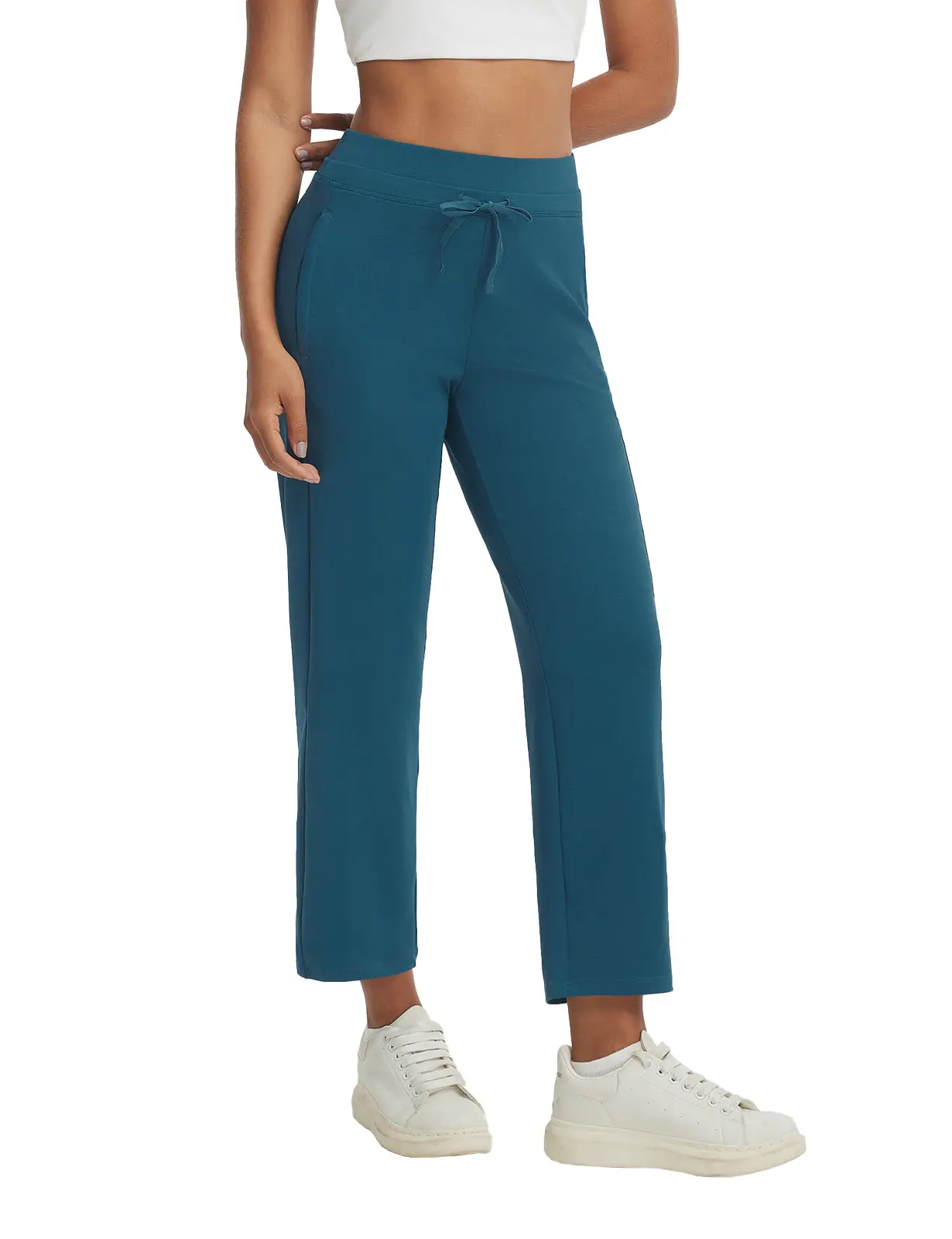 baleaf Women's Soft Workout Joggers 25" High Waisted Straight Leg Pants with Zipper Pockets for Travel, Golf & Work