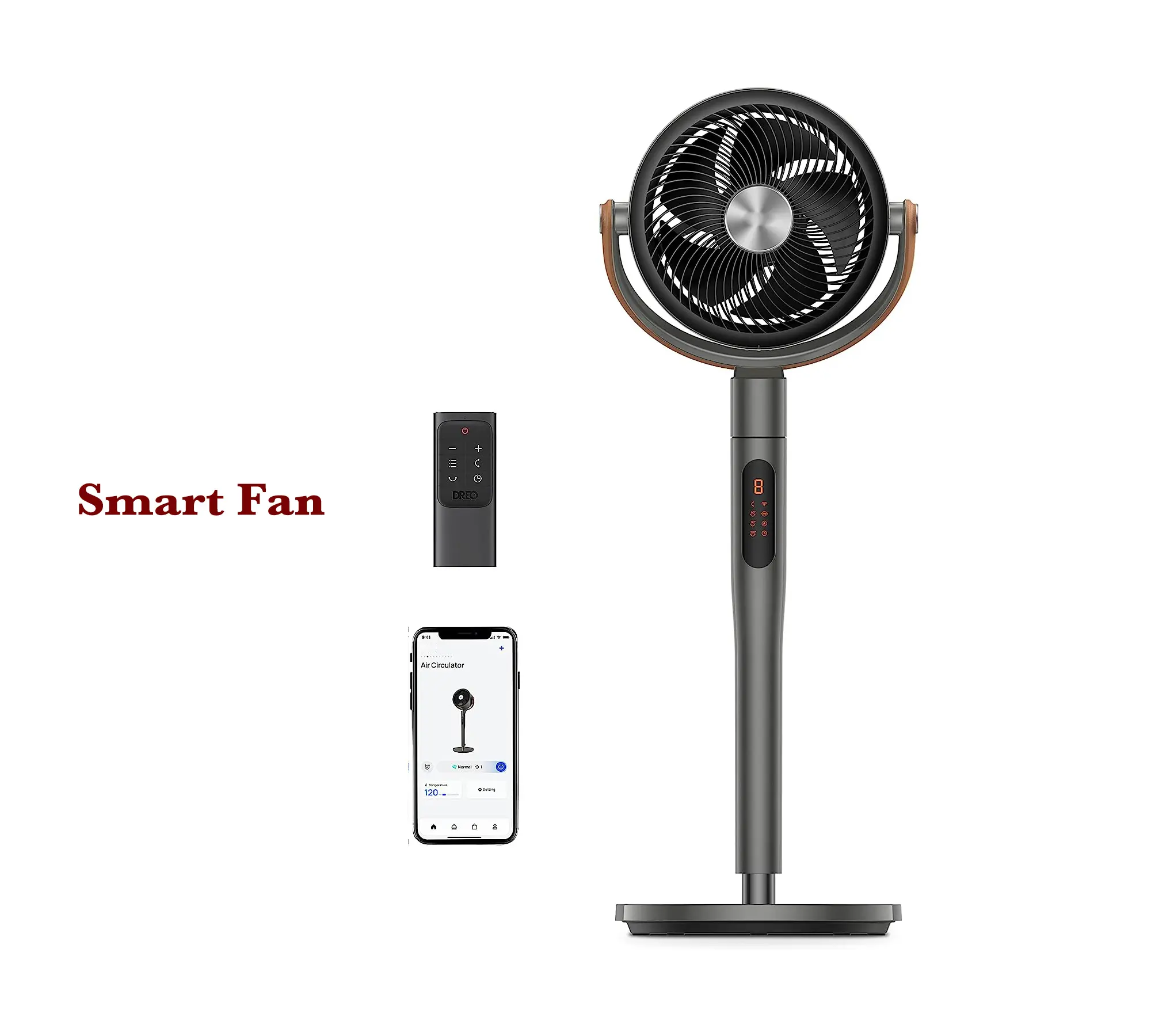 Smart Fan for Bedroom, 120°+105° Omni-directional Oscillating Standing Fans with Remote, 100ft Quiet Floor Fan for Room, Wi-Fi/Voice/Alexa, 6 Modes, 8 Speeds, 37-43'' Height, 12H Timer, DC Motor