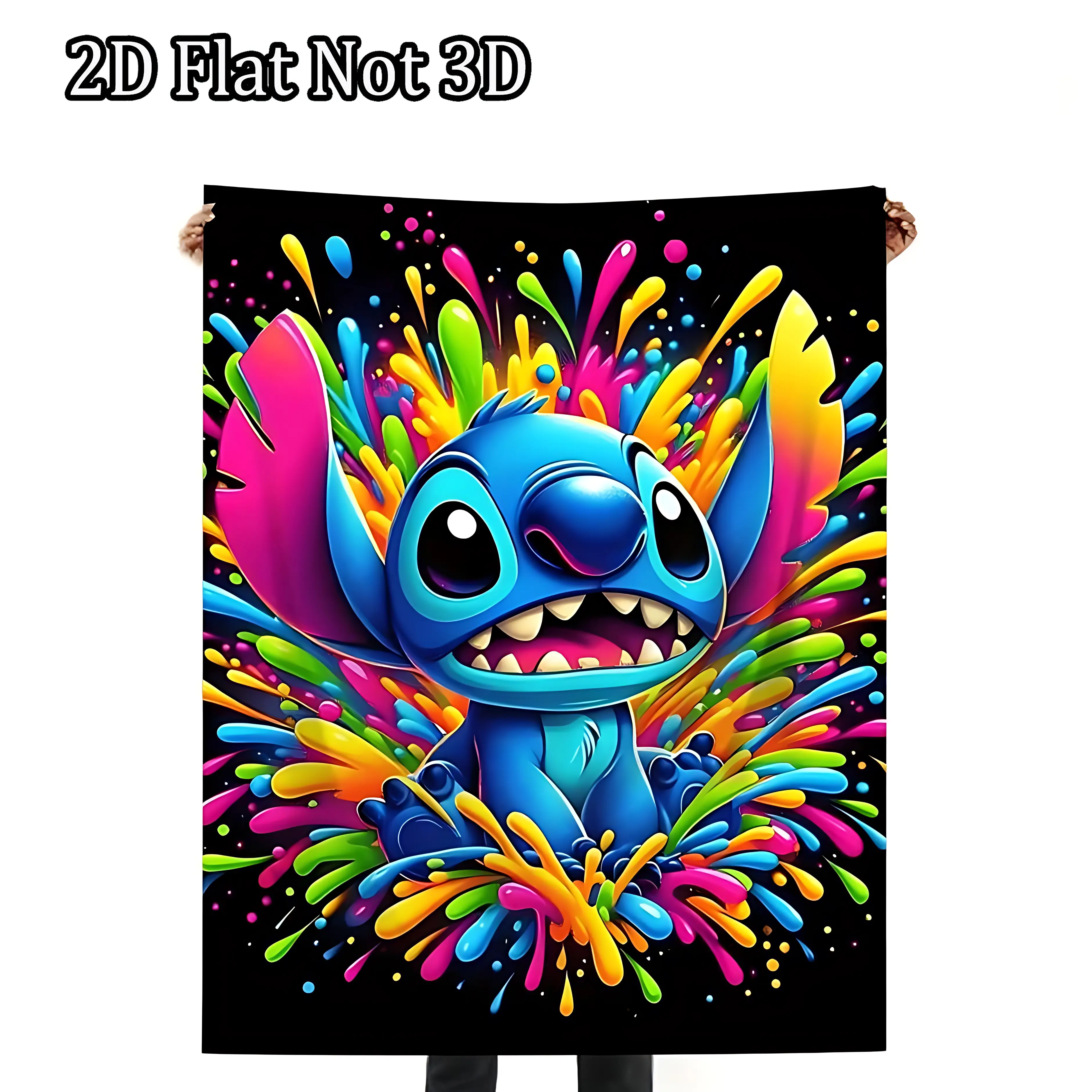 [SummerVibes] DISNEY CLASSIC Lilo & Stitch Colorful Splash Throw Blanket - Super Soft Flannel, Lightweight, Ideal for Couch, Camping & Outdoor Use