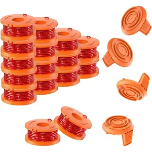20 count WA0010 Trimmer line spools, Compatible with Worx String Trimmer. 10ft 0.065" Weed Wacker String, Fit for Worx Weed Eater String and WA6531 Spool Cap Cover.(16 Spools+4 Caps)