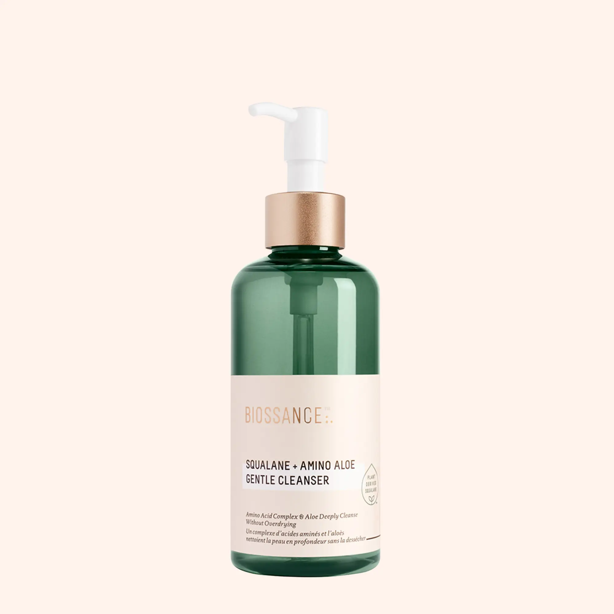 BIOSSANCE Squalane + Amino Aloe Gentle Foaming Face Wash Gel, Hydrating Facial Cleanser for All Skin Types, Removes Makeup, Deeply Cleans Pores with Moringa Extract, Soothes with Aloe Vera