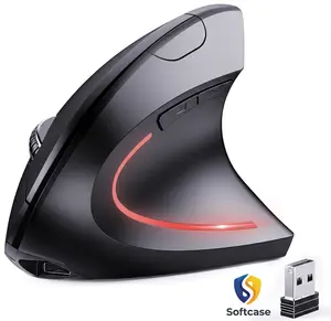 Premium 2-in-1 Bluetooth & 2.4G Rechargeable Wireless Mouse, Ergonomic Vertical Design, 1000/1200/1600 DPI, 6 Silent Buttons, Compatible with Laptop, PC, MacBook, Chromebook, Black Office Essential