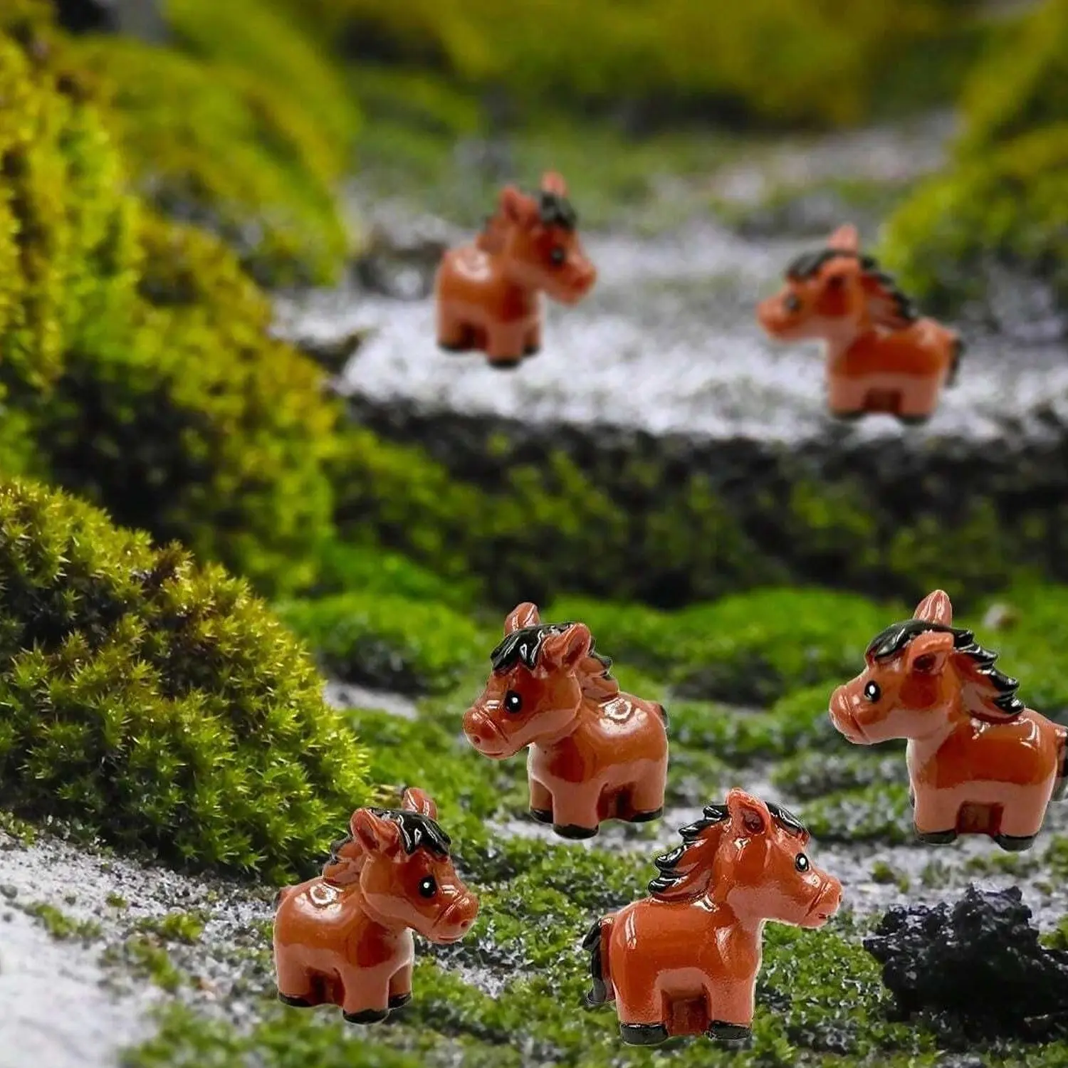 5/10/20pcs Miniature Horse Mini Horse Figures Fairy Garden Horse Resin Pony Figurine Moss Landscape Decoration DIY Craft Home Decor Garden Accessories Resin Animal Sculptures Garden Animal Statues