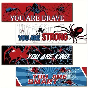 Wooden Spider Wall Decor Set, Modern Inspirational Quotes Hanging Ornament, Bedroom and Living Room Decoration, Universal Non-Furry Design, Modern Wall Art